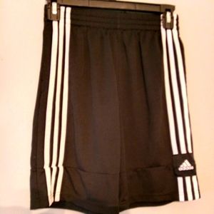 ADIDAS Boys Black With White Stripes Shorts Size 14-16